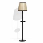Floor Lamp in Black Metal and Rattan with Shelf Made in Italy - Livia Viadurini