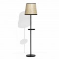 Floor Lamp in Black Metal and Rattan with Shelf Made in Italy - Livia