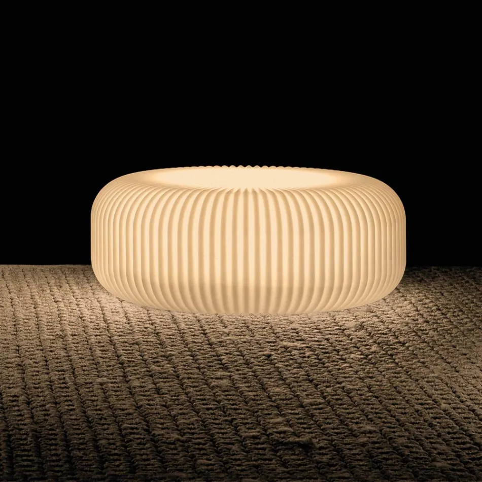 Alabaster Polyethylene Outdoor Floor Lamp Made in Italy - Disco Viadurini