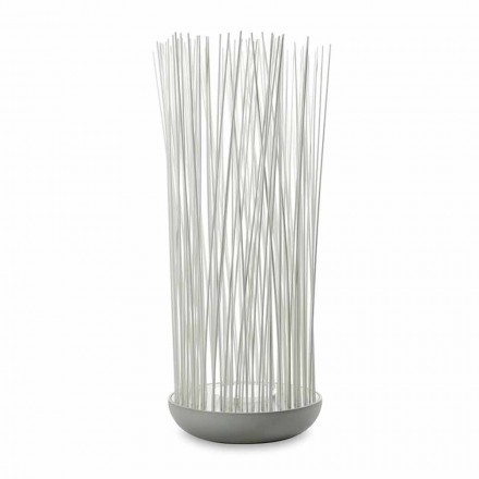 Led Floor Lamp in Gray Technopolymer and White Pvc Rods - Touch Viadurini