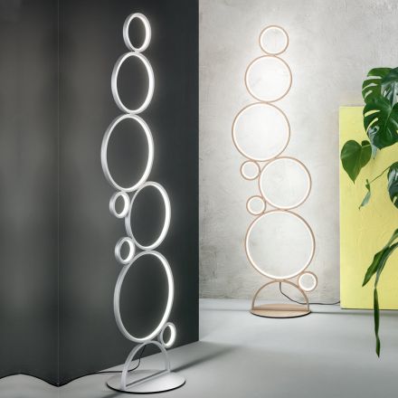 Modern LED Floor Lamp in Gold or Silver Painted Metal - Punto Viadurini