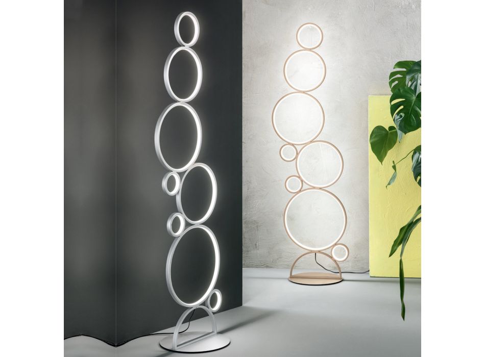 Modern LED Floor Lamp in Gold or Silver Painted Metal - Punto Viadurini