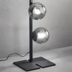 Modern Floor Lamp in Black or Gold Metal and Blown Glass - Birga Viadurini