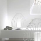 Floor or Support Lamp in White or Bronze Metallic Wire - Lantern Viadurini