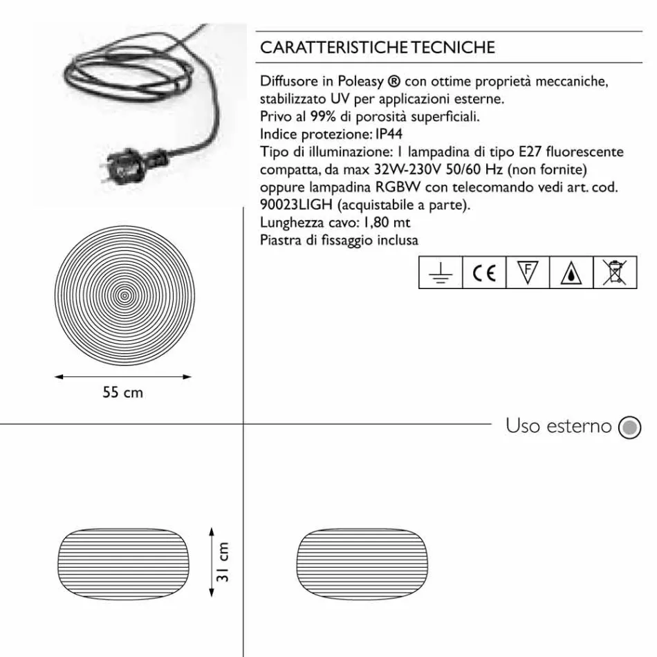 Floor Lamp for Outdoor Design in 3 Sizes, 2 Pieces - Pandora S by Myyour Viadurini