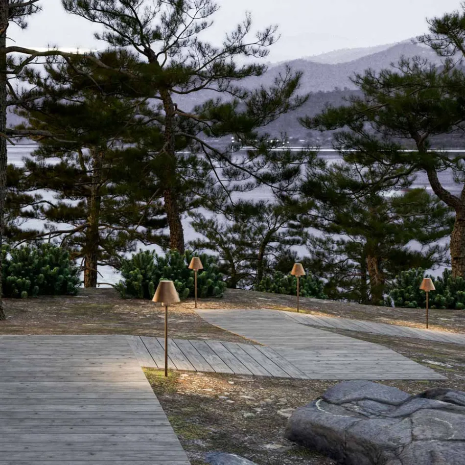 Outdoor Floor Lamp in Brass and Copper Made in Italy - Sword Viadurini