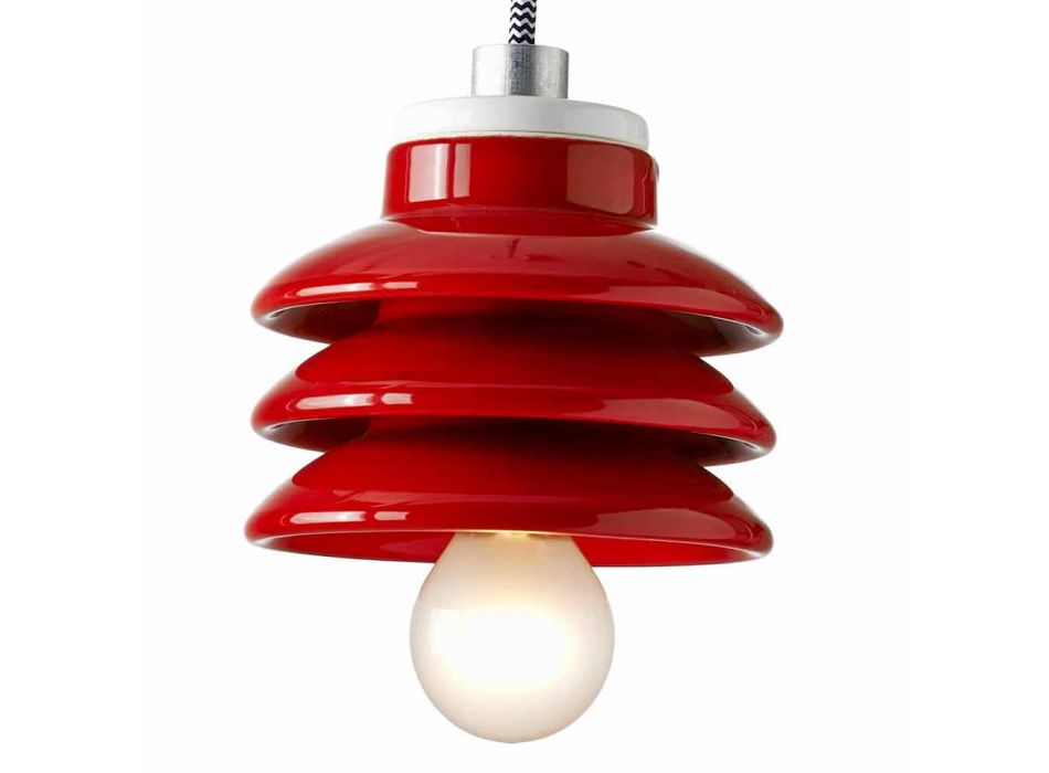 Design pendant lamp in red ceramic made in Italy Asia Viadurini