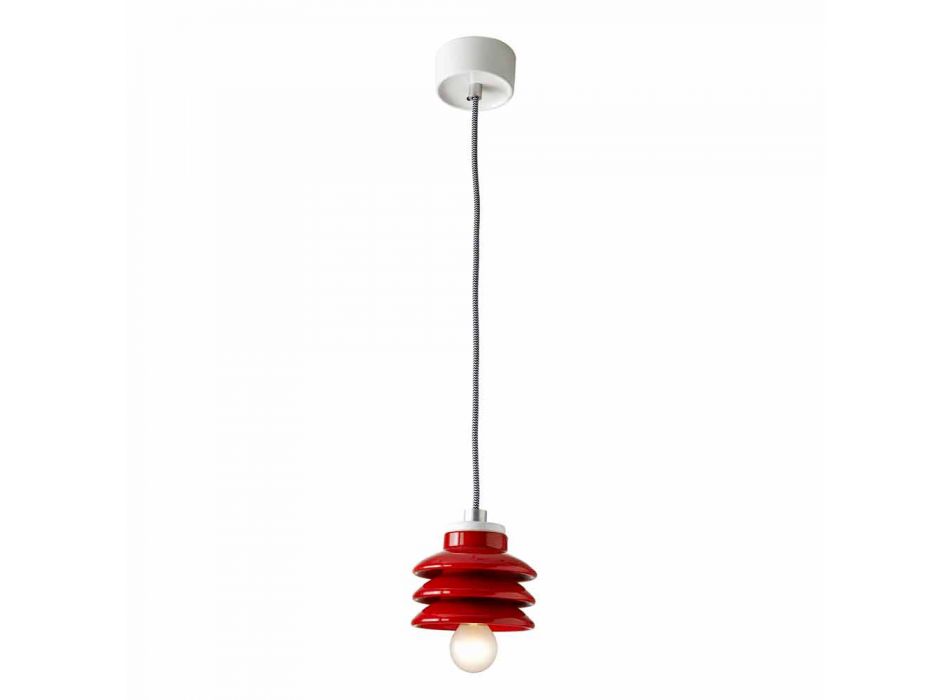Design pendant lamp in red ceramic made in Italy Asia Viadurini