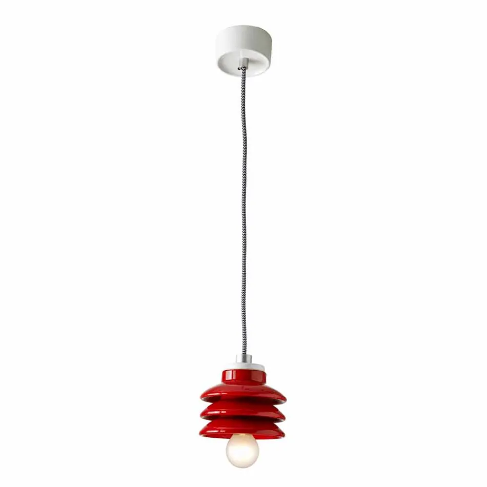 Design pendant lamp in red ceramic made in Italy Asia Viadurini
