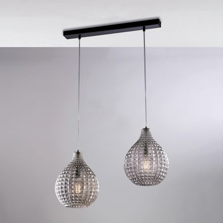 Atlas Glass Metal Design Lamp with Crystal Pendants Viadurini