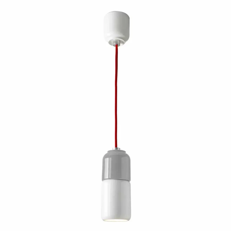 Suspended design lamp in ceramic and aluminum made in Italy Asia Viadurini