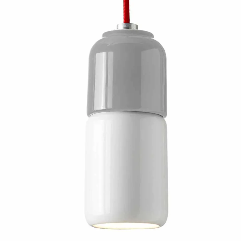 Suspended design lamp in ceramic and aluminum made in Italy Asia Viadurini