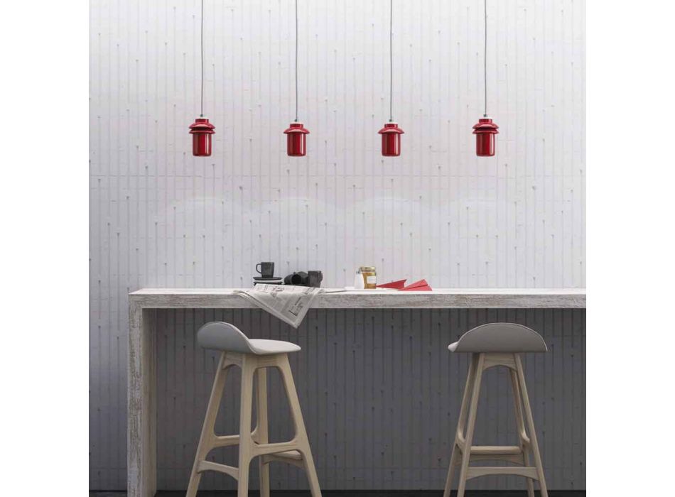 Design lamp suspended in red ceramic made in Italy Asia Viadurini