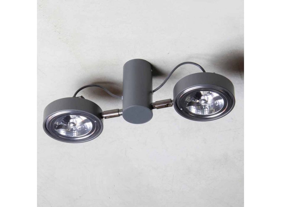Aluminum Lamp with 2 Adjustable Lights Handmade Made in Italy - Gemina