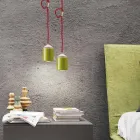 Lamp in beech wood and suspended ceramic made in Italy Asia Viadurini