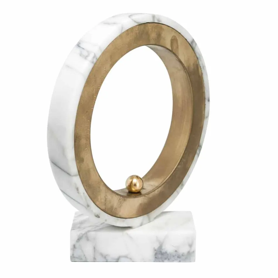 Lamp in White Carrara Marble and Brass Made in Italy 2 Dimensions - Nazife Viadurini