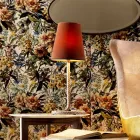 Grilli Snake design fabric and leather table lamp made in Italy Viadurini