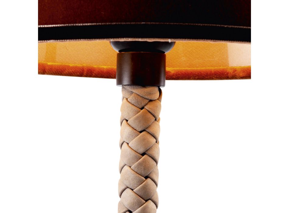 Grilli Snake design fabric and leather table lamp made in Italy Viadurini