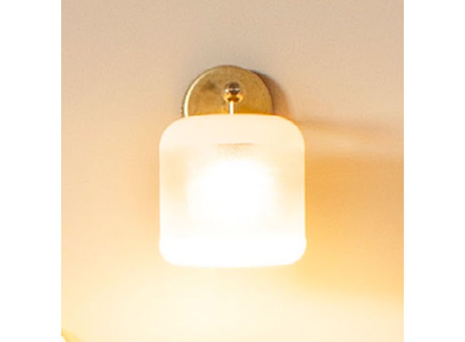 Led Brass Wall Lamp With Glass Diffuser Made In Italy - Battery Operated Wall Sconces Ikea