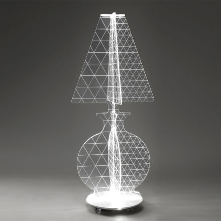 Modern Laser Marked Plexiglass Floor Lamp 3 Sizes - Raissa Viadurini