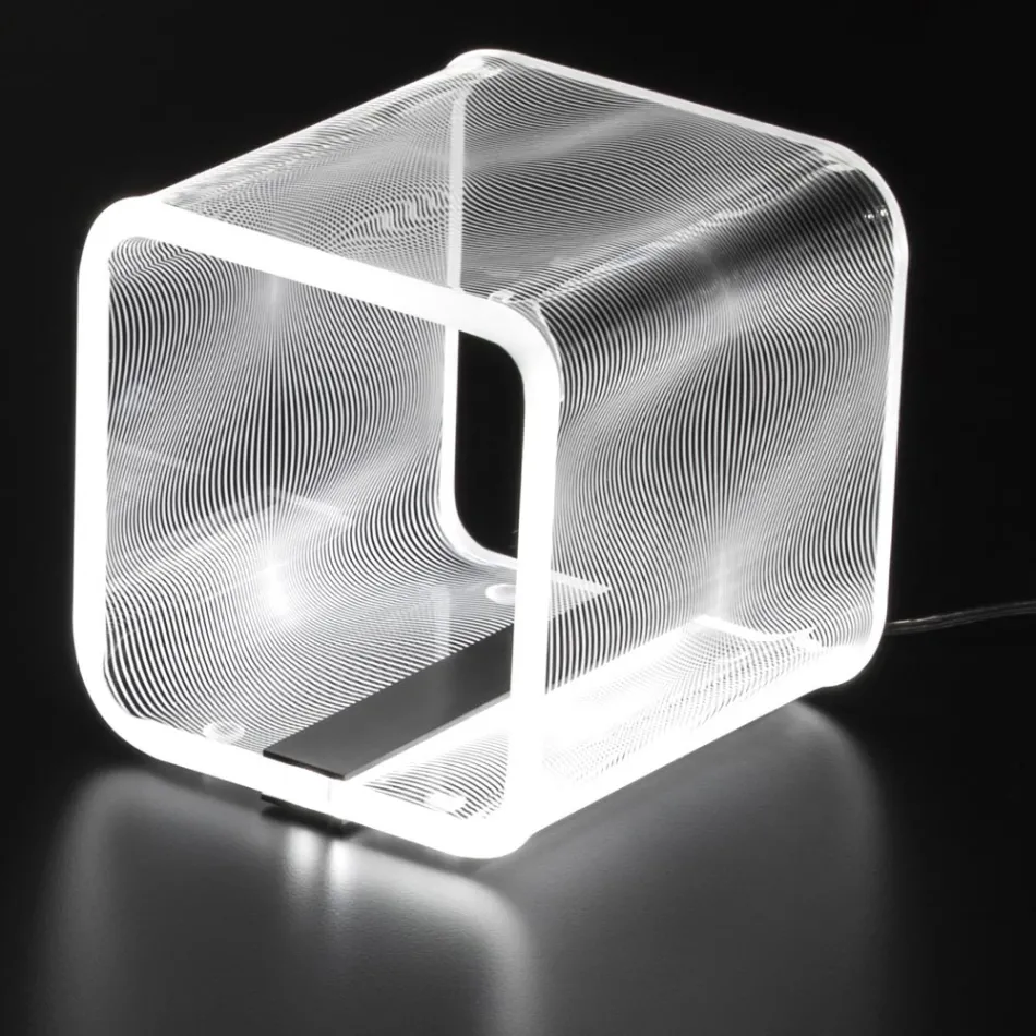 Led Lamp in Transparent Acrylic Crystal Laser Decor - Robiola Viadurini