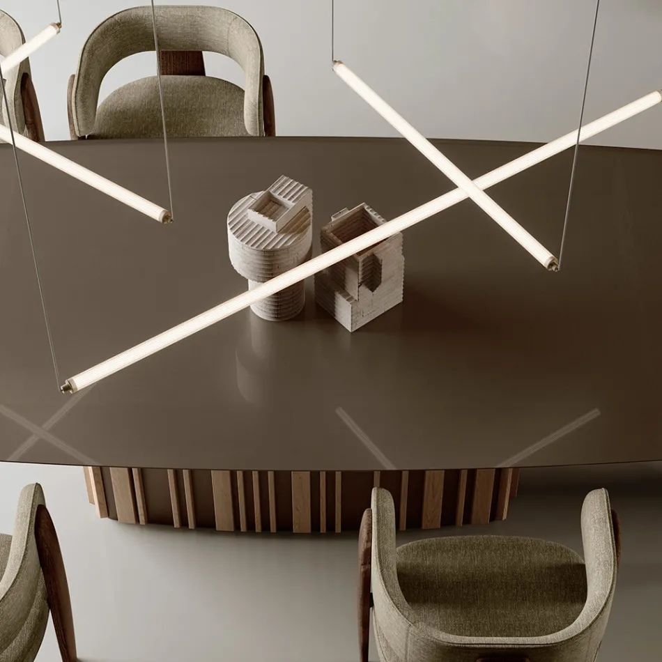 Modern LED Lamp in Ribbed Glass with an Exclusive Design Made in Italy - Lys Viadurini