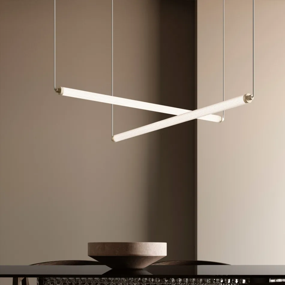 Modern LED Lamp in Ribbed Glass with an Exclusive Design Made in Italy - Lys Viadurini