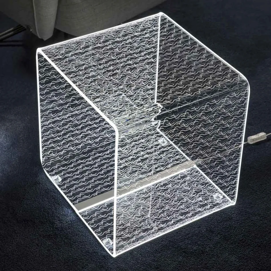 Rgb Led Lamp in Transparent Acrylic Crystal Laser Decor - Robiola Viadurini