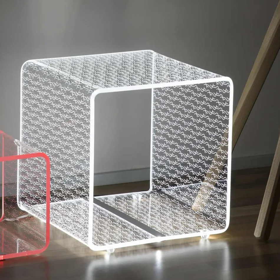 Rgb Led Lamp in Transparent Acrylic Crystal Laser Decor - Robiola Viadurini
