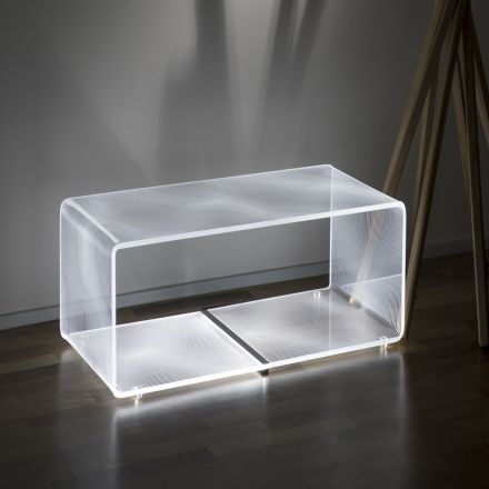 Led Lamp Luminous Transparent Acrylic Coffee Table Laser Decor - Robiola Viadurini