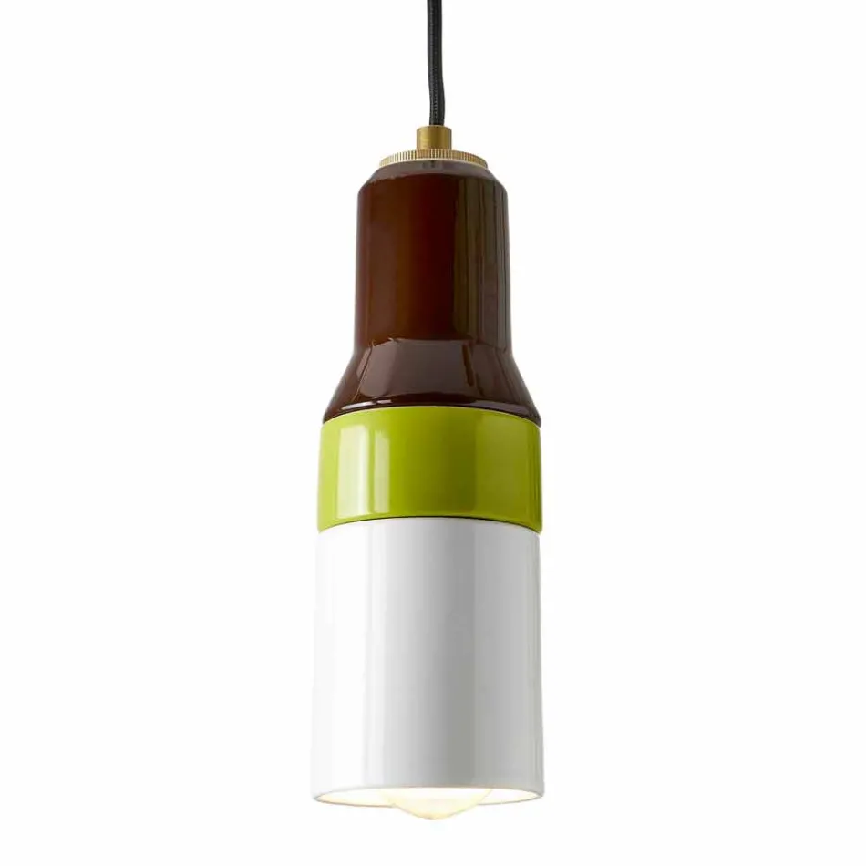 Modern suspended lamp in brass and ceramic made in Italy Asia Viadurini