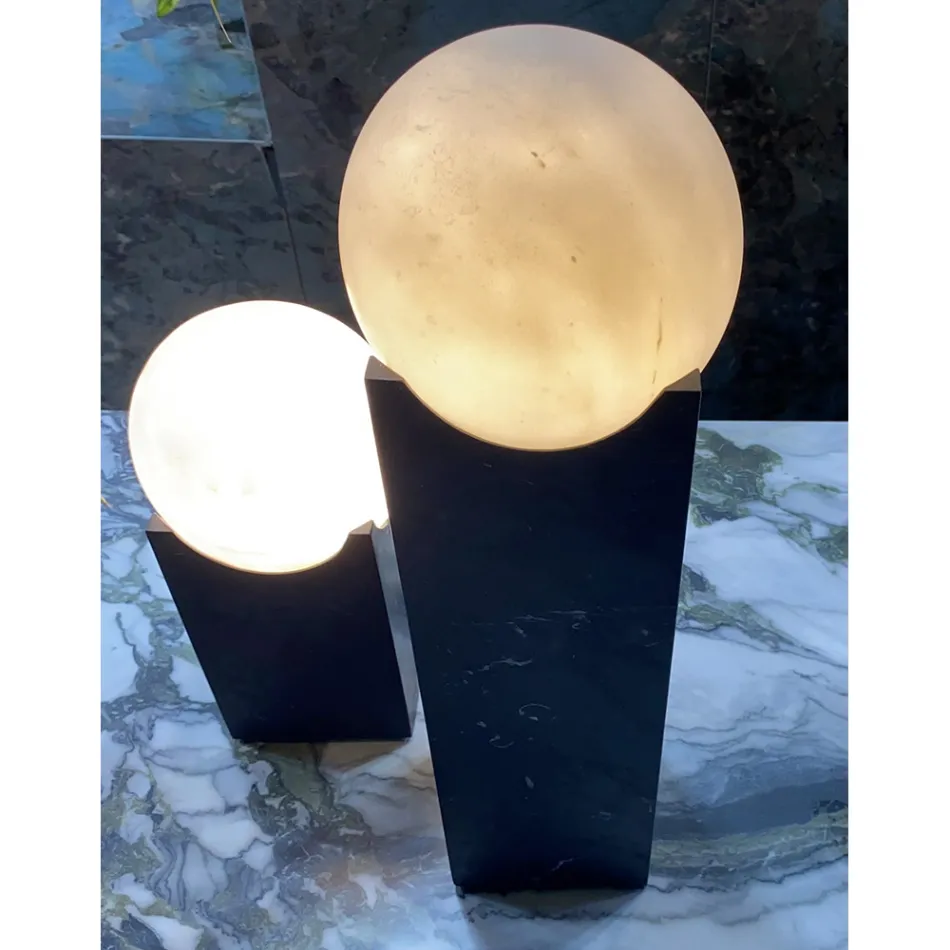 Rectangular Lamp with White Sphere and Marble Base Made in Italy - Koshi Viadurini