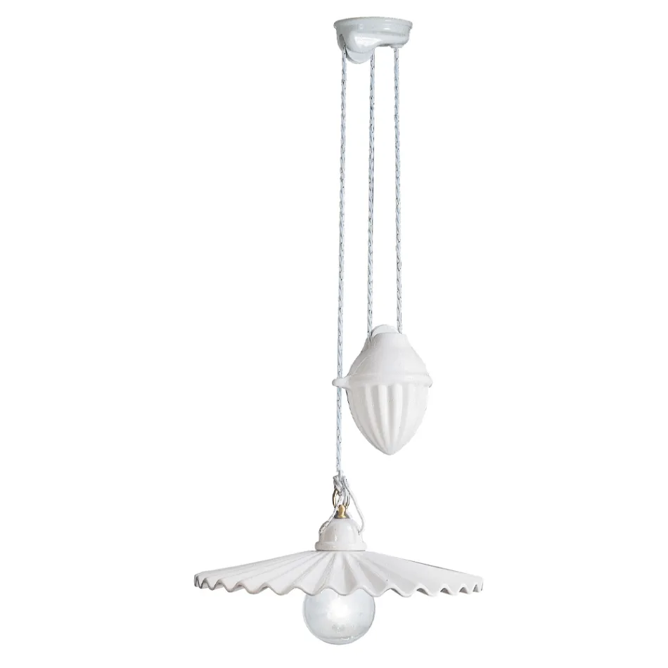 Ups and Downs Suspension Lamp in Polished Pleated Ceramic - Laquila Viadurini