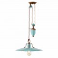 Country handcrafted lamp made of metal and ceramics with pulley system Evelyn