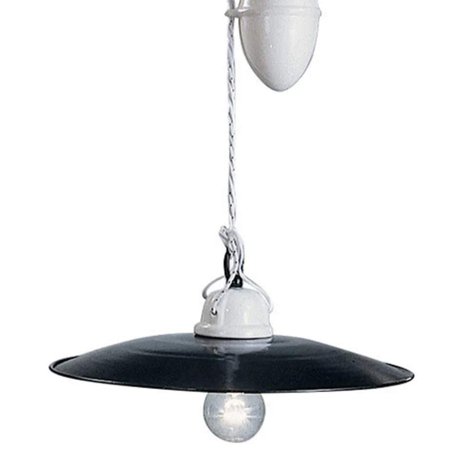 Suspended ups and downs lamp in white ceramic and black metal - power Viadurini