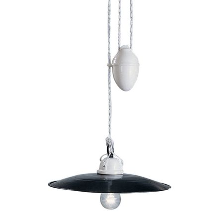 Suspended ups and downs lamp in white ceramic and black metal - power Viadurini