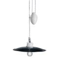Suspended ups and downs lamp in white ceramic and black metal - power
