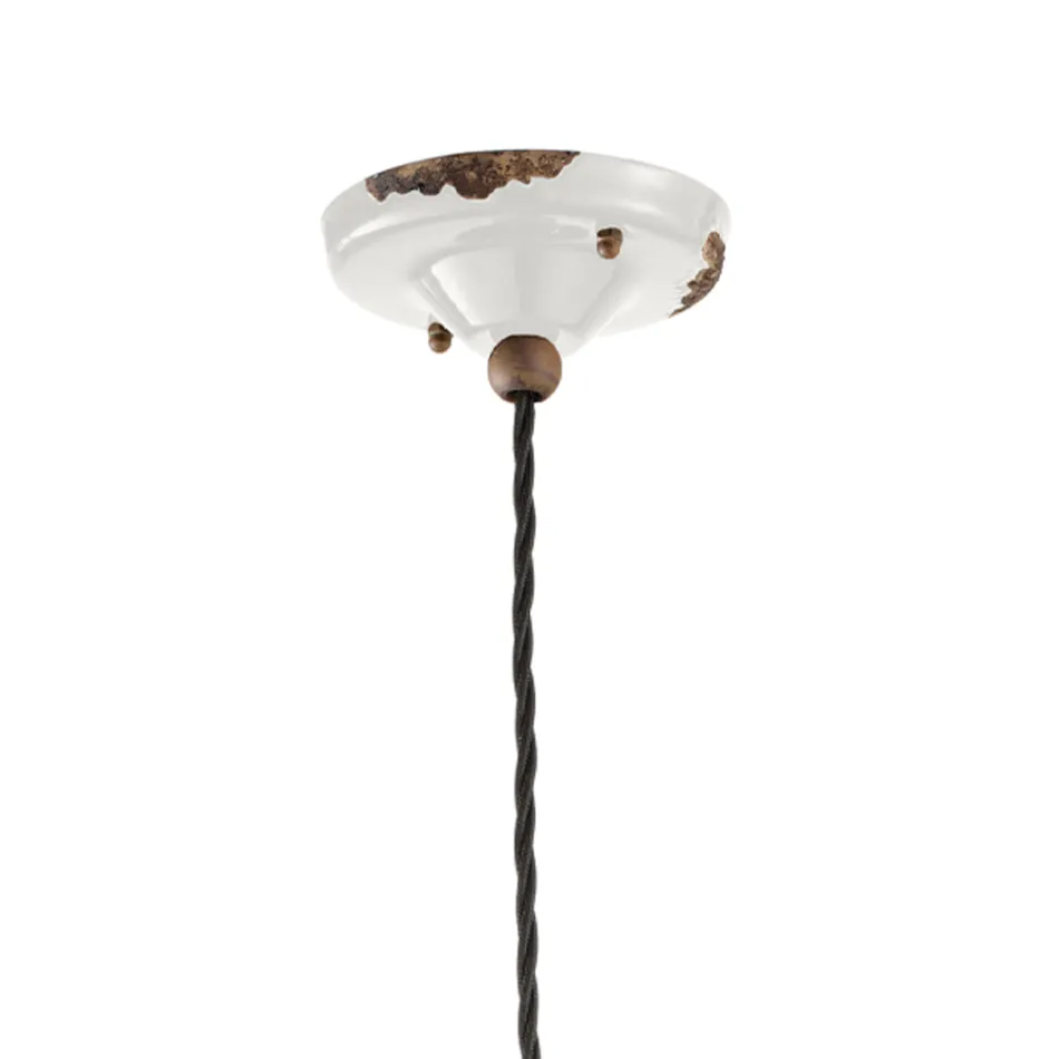 Industrial Design Suspension Lamp in Iron, Glass and Ceramic - Urban Viadurini