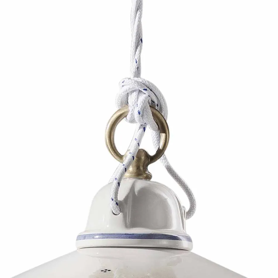 Suspension Lamp in Hand Painted Ceramic and Iron 3 Sizes - Asti Viadurini