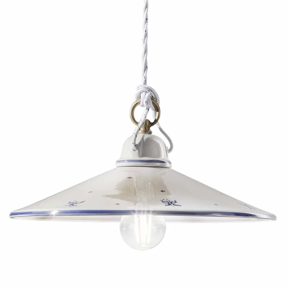 Suspension Lamp in Hand Painted Ceramic and Iron 3 Sizes - Asti Viadurini