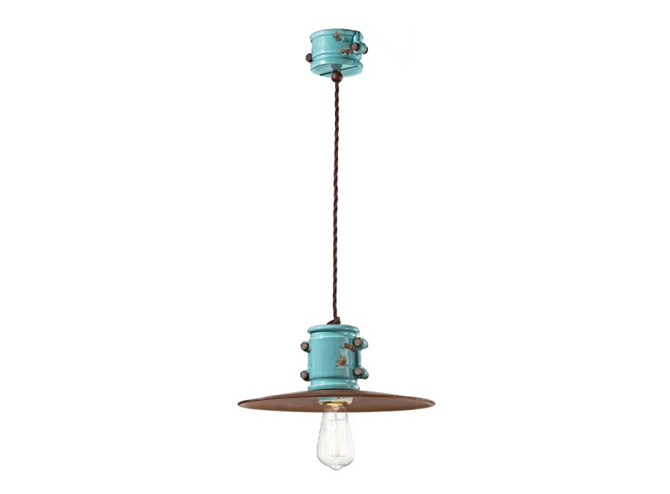 Suspension Lamp in Iron and Industrial Handmade Ceramic - Urban Viadurini