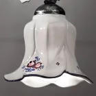 Suspension Lamp in Metal and Hand-Decorated Ceramic with Rose - Pisa Viadurini