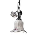 Suspension Lamp in Metal and Hand-Decorated Ceramic with Rose - Pisa