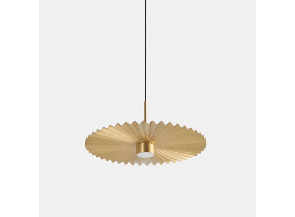 Suspension Lamp in Pleated Natural Brass 3 Sizes - Pliè by Il Fanale Viadurini