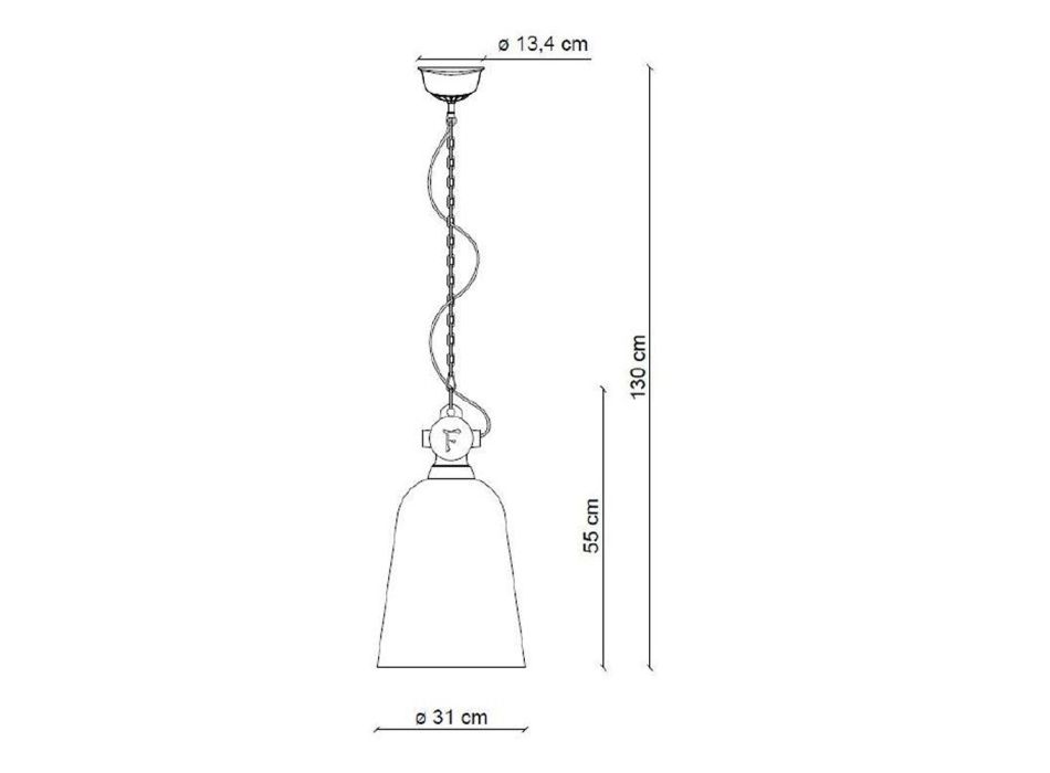 Industrial Suspension Lamp Handmade Iron and Ceramic - Industrial Viadurini