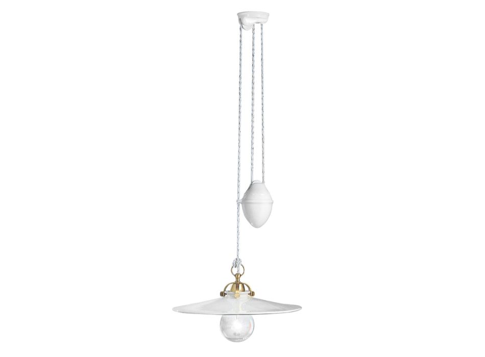 Ups and Down Suspension Lamp in Iron and Glossy Ceramic 2 Sizes - Asti Viadurini