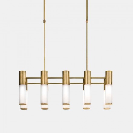 Suspended Lamp 10 Lights in Brass and Glass Made in Italy - Etoile by Il Fanale Viadurini