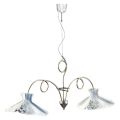 Hanging Lamp 2 Lights Handmade in Glossy Ceramic with Roses - Lecco