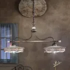 Vintage Hanging Lamp 2 Lights in Handmade Iron Ceramic - Alessandria Viadurini