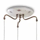 Suspended Lamp 3 Lights in Iron and Vintage Hand Painted Ceramic - Chieti Viadurini